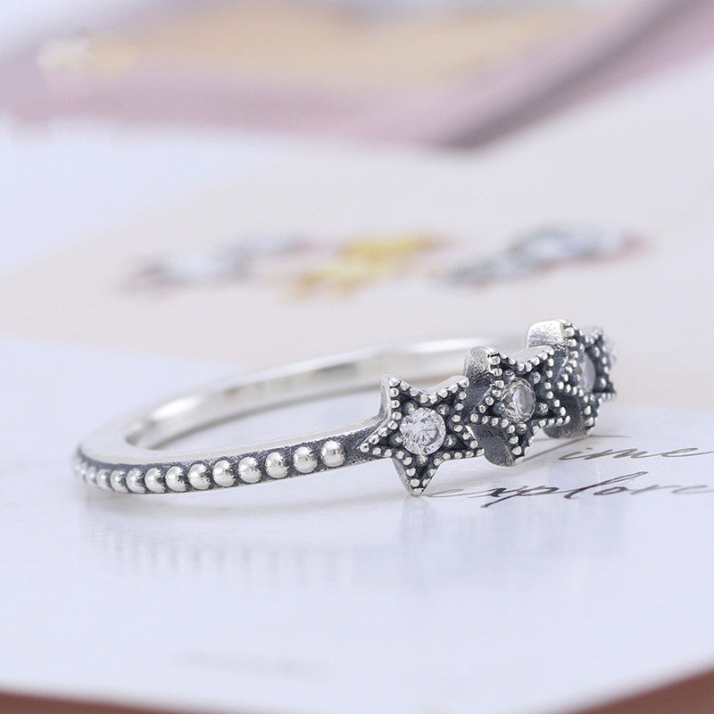 Panjia 925 Silver Ring Female New Style Star Interstellar Zircon Ring