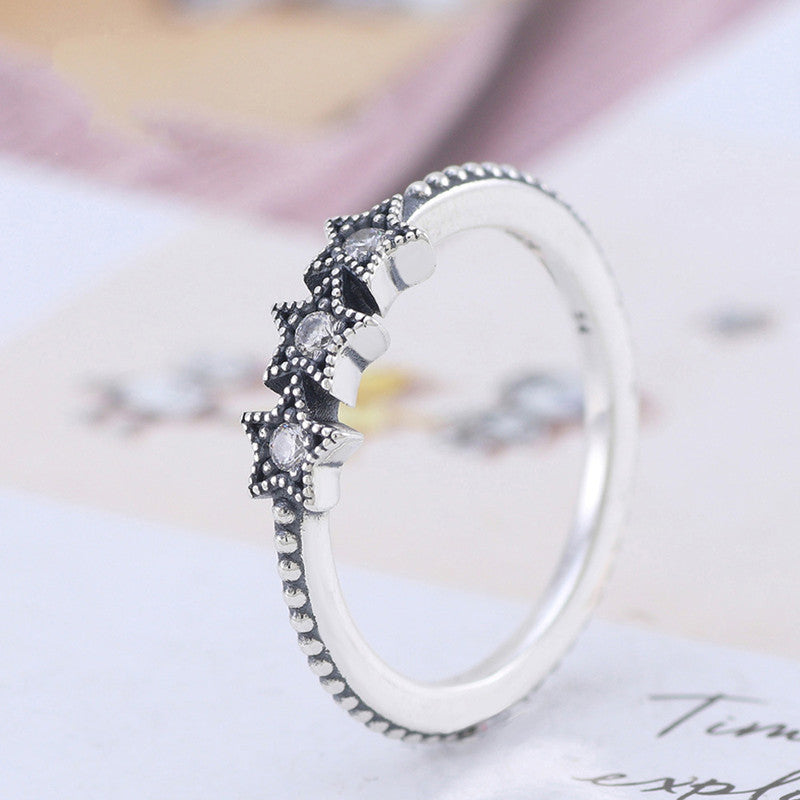 Panjia 925 Silver Ring Female New Style Star Interstellar Zircon Ring