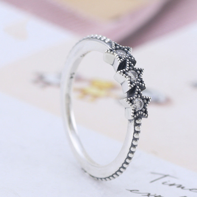 Panjia 925 Silver Ring Female New Style Star Interstellar Zircon Ring